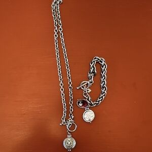 Silver Brighton Chain Necklace and Bracelet Set